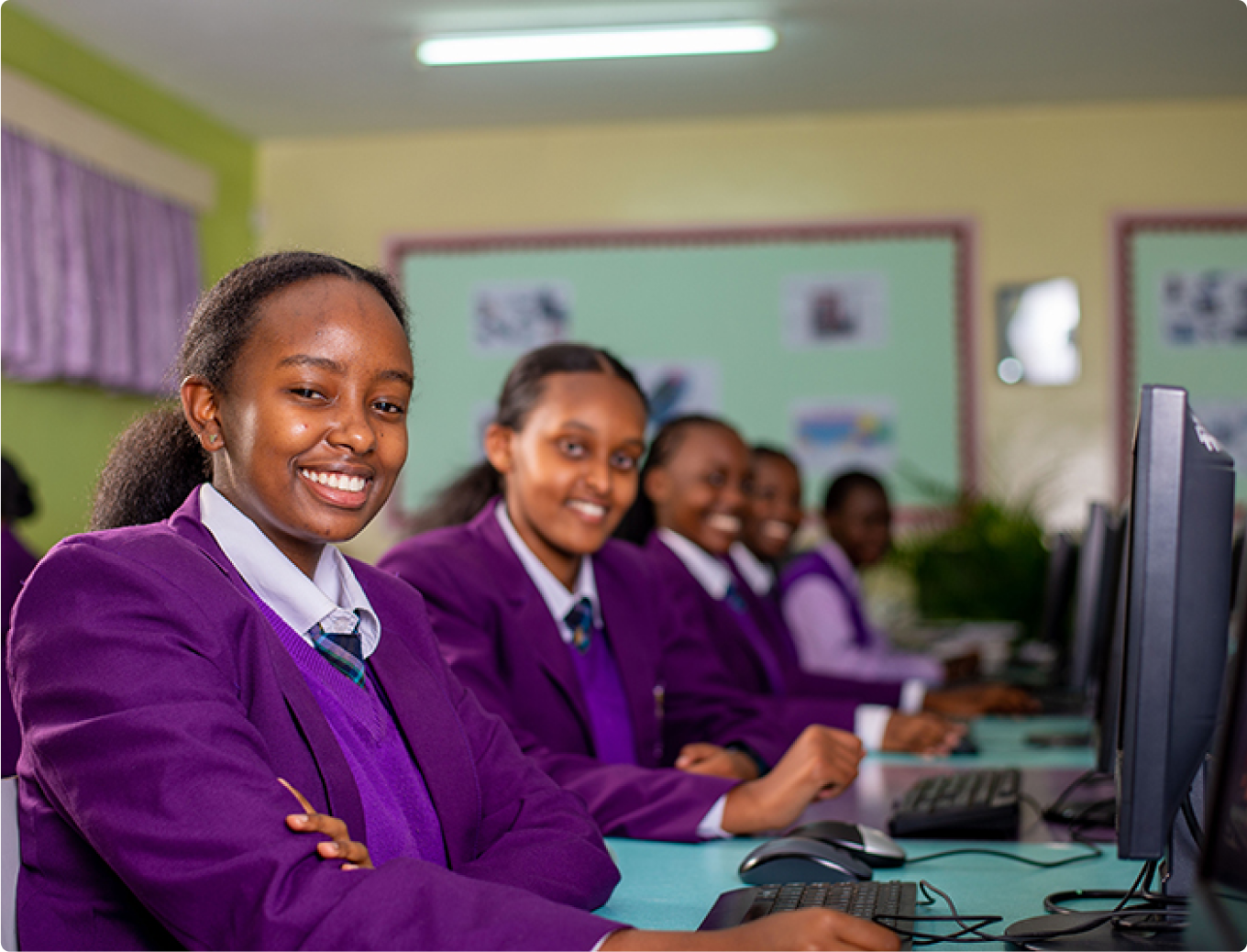 Riara Springs Girls High School students in the computer lab