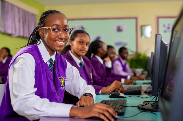 Riara Springs Girls High School students in the computer lab