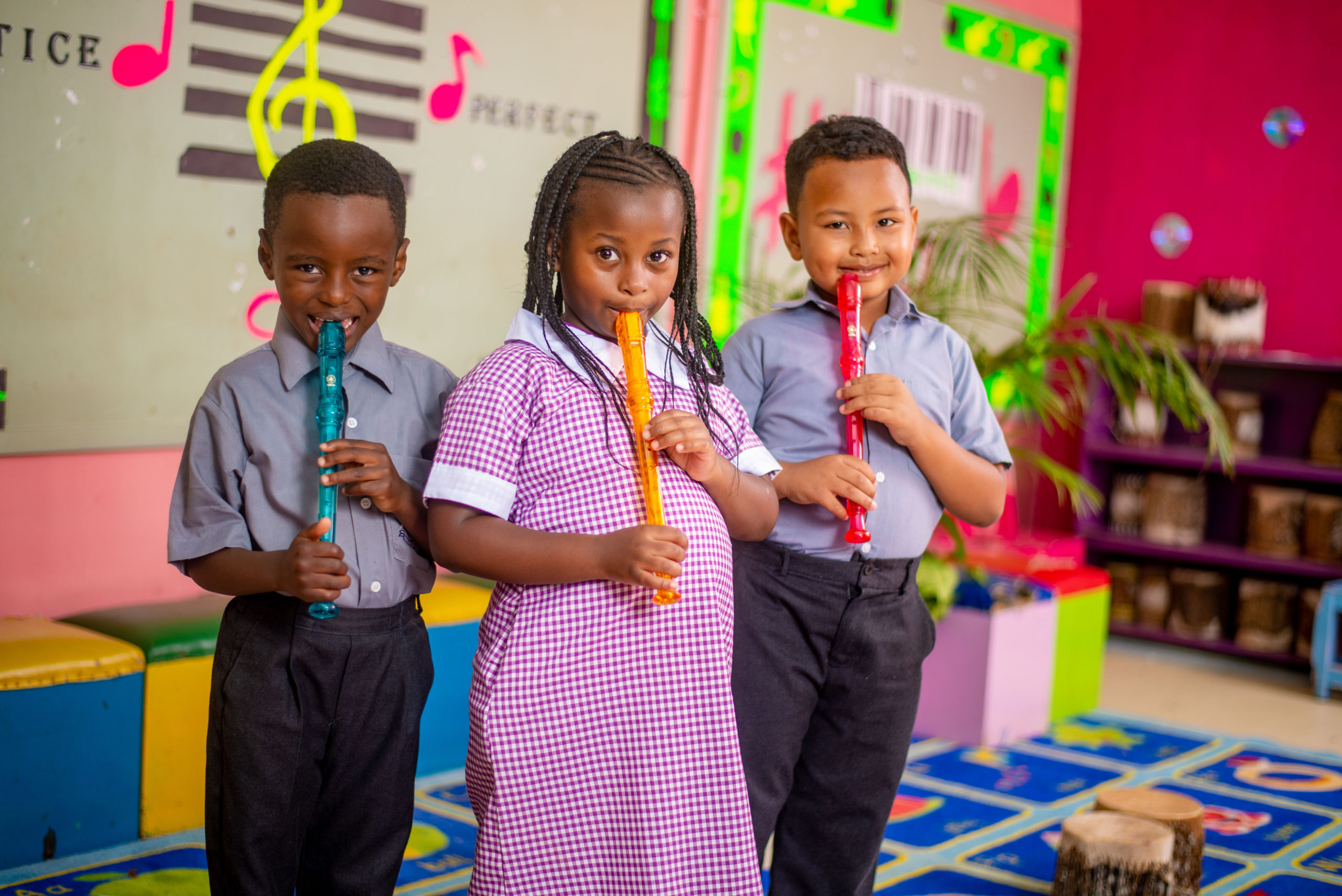 Riara springs kindergartens pupils playing with flutes