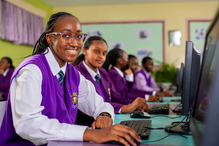Riara springs girls high school students in computer lab